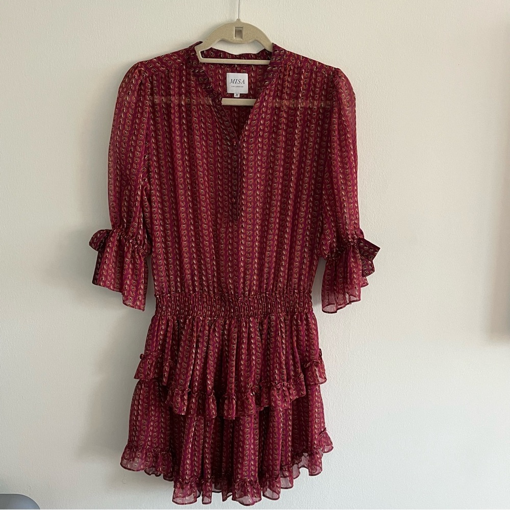 Misa tiered skirt Ines Chiffon mini dress size M